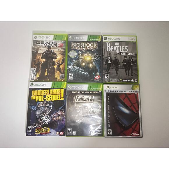 Xbox 360 Game Lot of 6 Gears of War 3, BioShock, Pre-Sequel, Fallout 3 GOTY - Picture 1 of 5